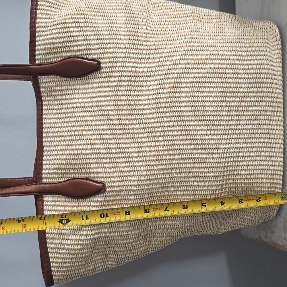 Madewell The Leather-Trimmed Straw Tote In Rustic Twig Multi - Picture 14 of 15